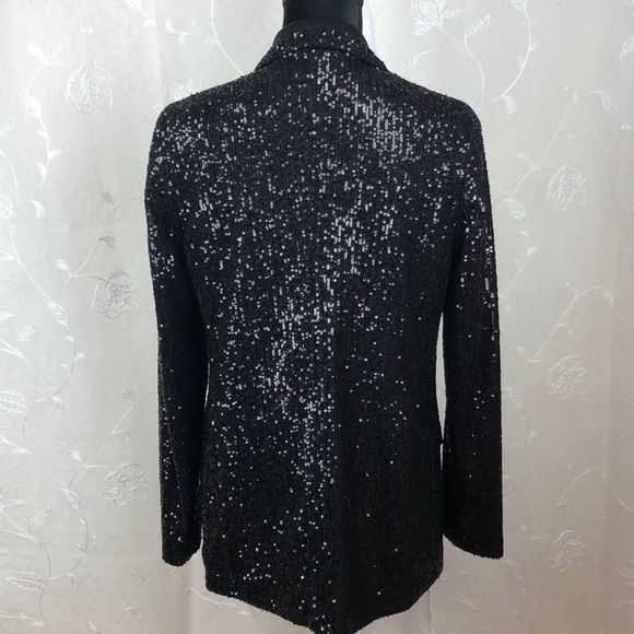 Banana Republic Black Sequin Jacket Size 4 - Picture 3 of 7